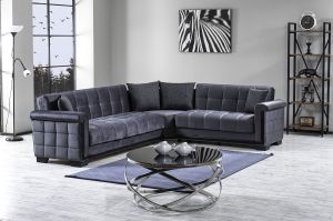 Goa Sectional Sofa in Puma Dark Gray (with Storage and two beds)