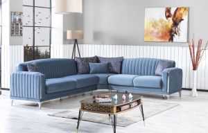 Opera Sectional in Blue (with Storage and two beds)